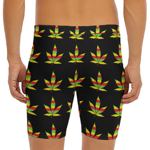 Rasta Flag Pattern Print Men's Long Boxer Briefs