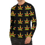 Rasta Flag Pattern Print Men's Long Sleeve Rash Guard