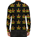 Rasta Flag Pattern Print Men's Long Sleeve Rash Guard