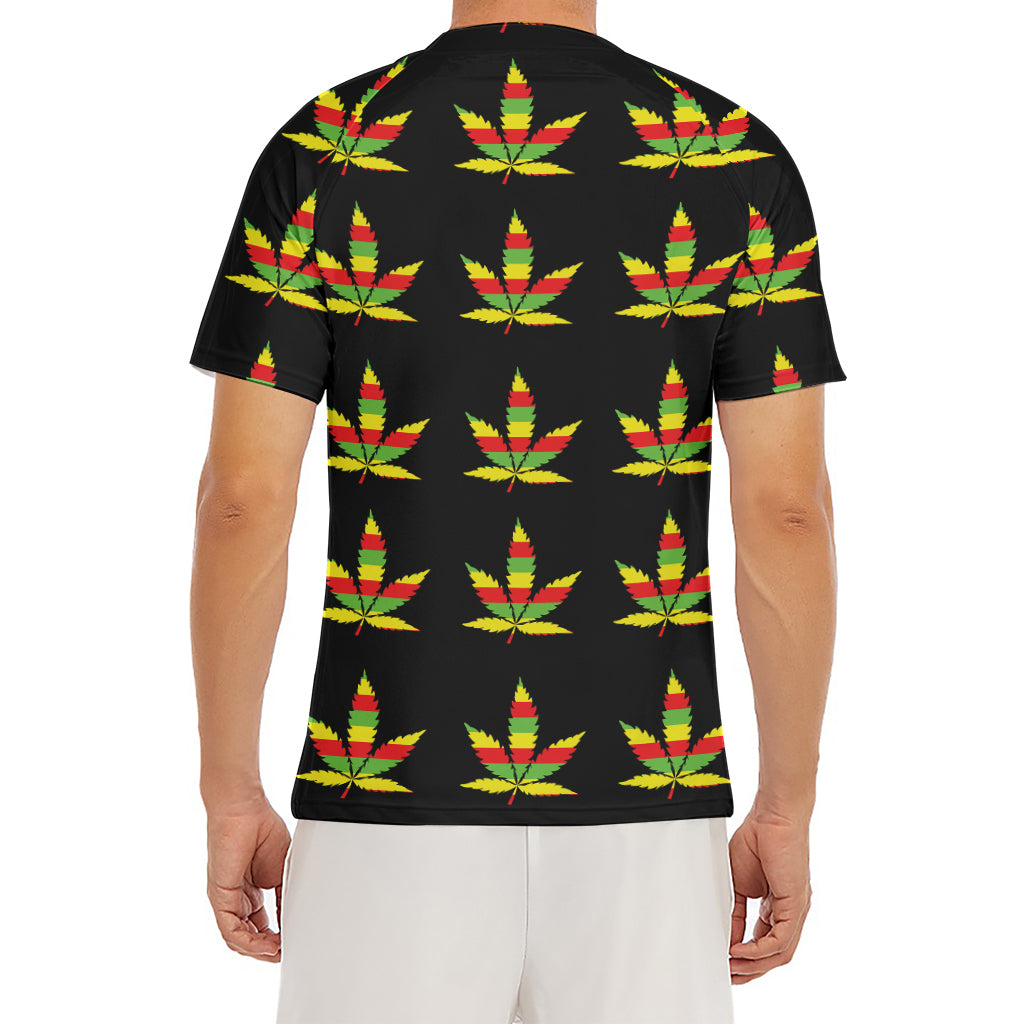 Rasta Flag Pattern Print Men's Short Sleeve Rash Guard