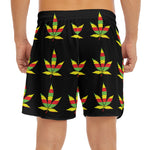 Rasta Flag Pattern Print Men's Split Running Shorts