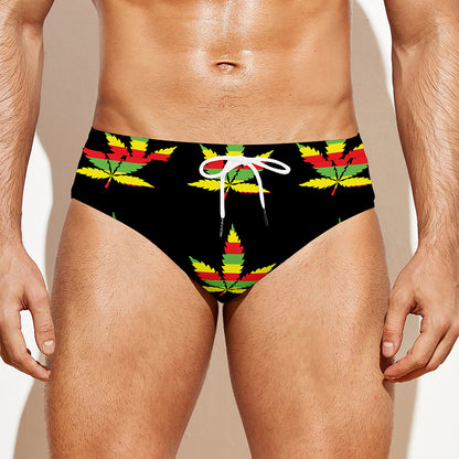 Rasta Flag Pattern Print Men's Swim Briefs