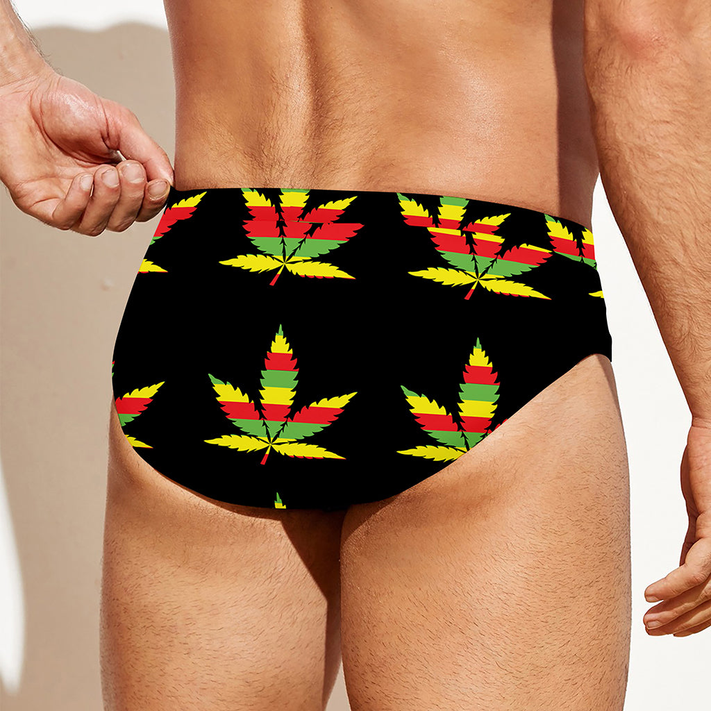 Rasta Flag Pattern Print Men's Swim Briefs