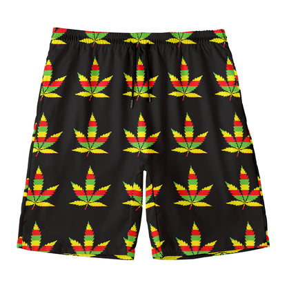 Rasta Flag Pattern Print Men's Swim Trunks