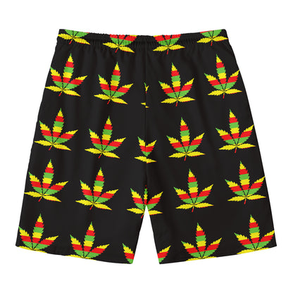 Rasta Flag Pattern Print Men's Swim Trunks