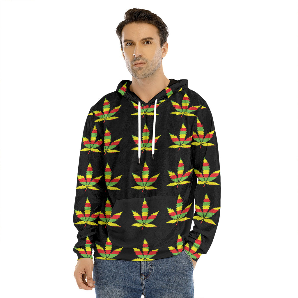 Rasta Flag Pattern Print Men's Velvet Pullover Hoodie