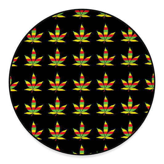 Rasta Flag Pattern Print Round Floor Mat