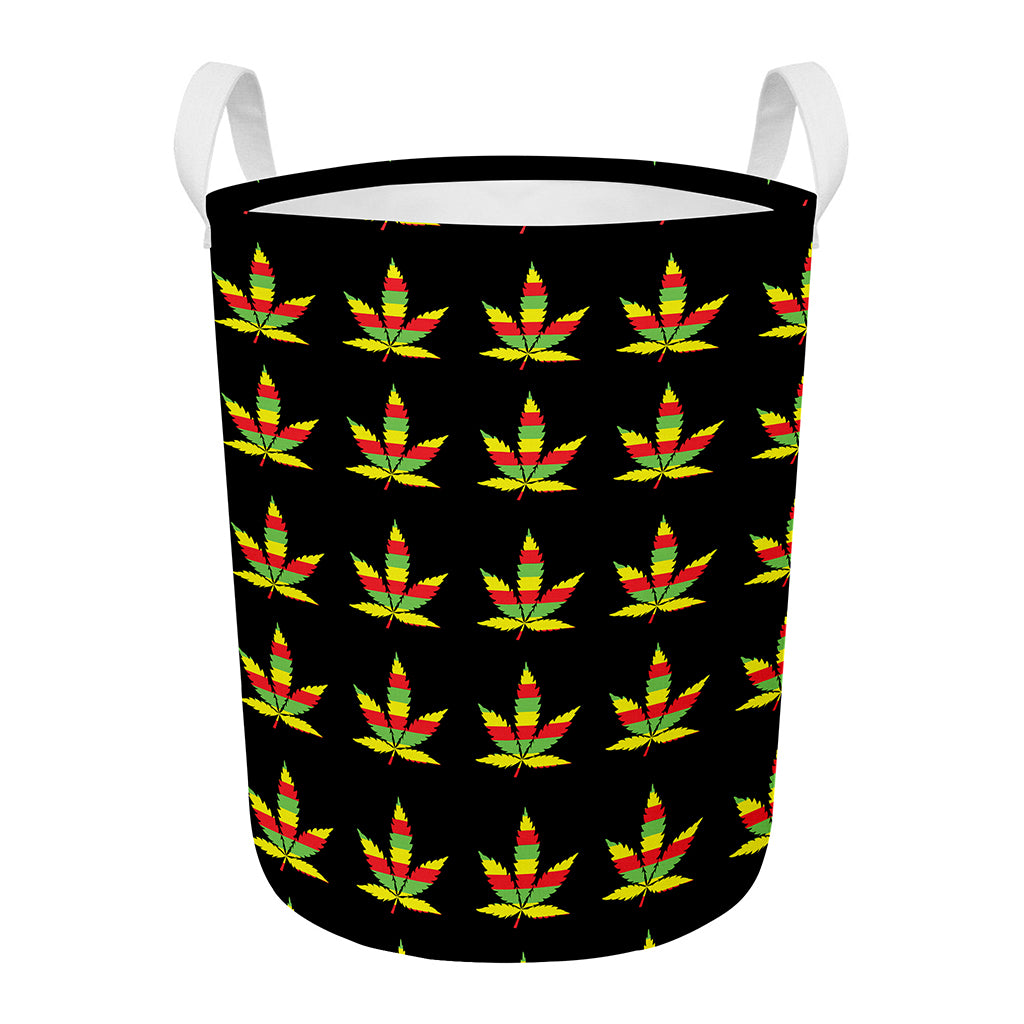 Rasta Flag Pattern Print Round Laundry Basket