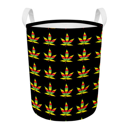 Rasta Flag Pattern Print Round Laundry Basket
