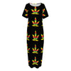 Rasta Flag Pattern Print Short Sleeve Long Nightdress