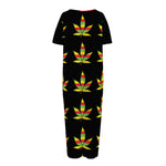 Rasta Flag Pattern Print Short Sleeve Long Nightdress