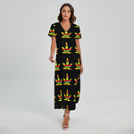 Rasta Flag Pattern Print Short Sleeve Maxi Dress