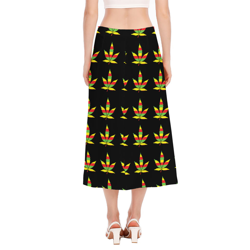 Rasta Flag Pattern Print Side Slit Midi Skirt