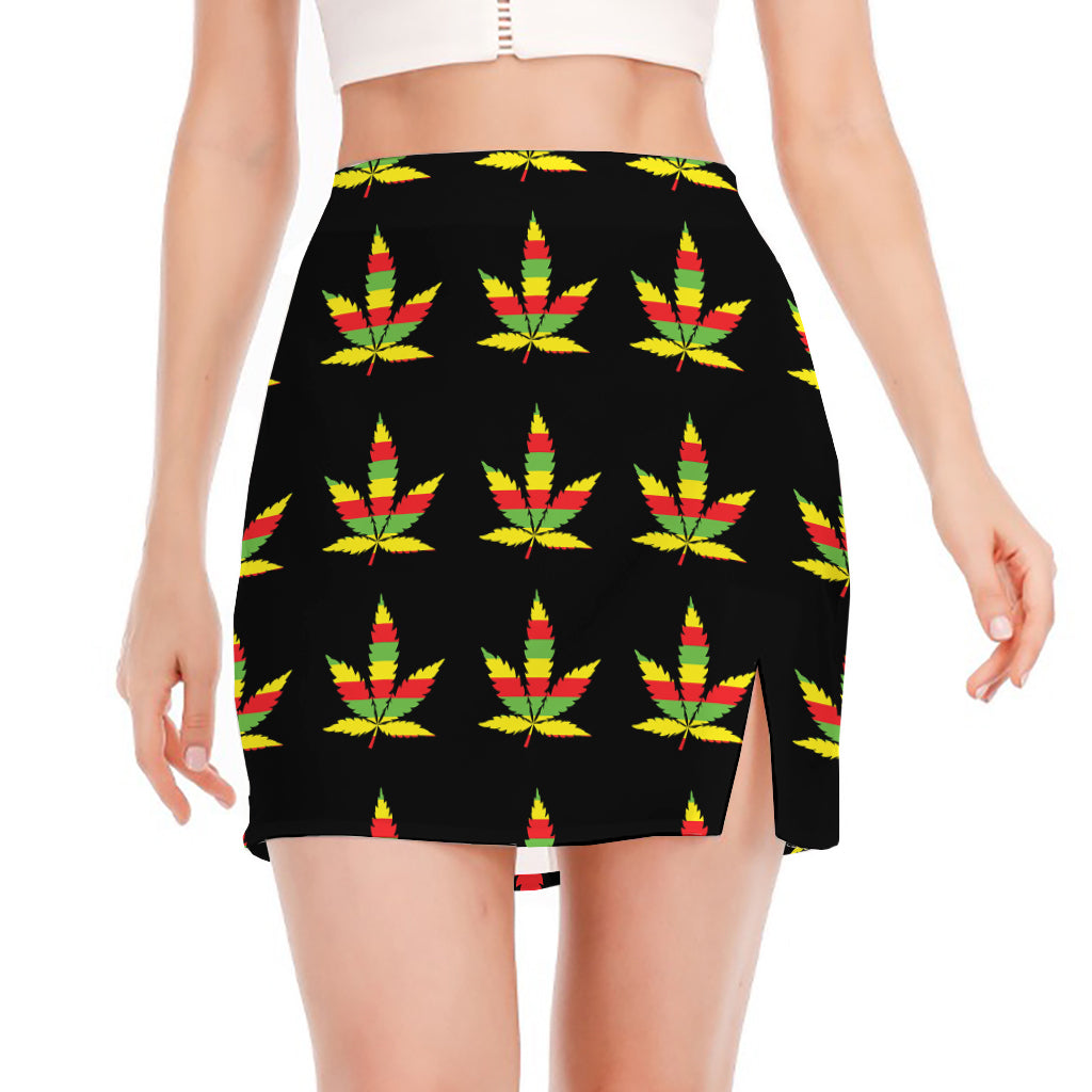 Rasta Flag Pattern Print Side Slit Mini Skirt