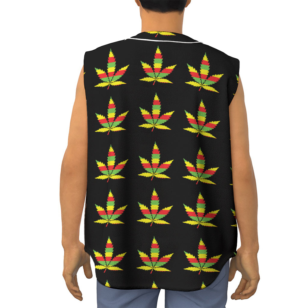 Rasta Flag Pattern Print Sleeveless Baseball Jersey