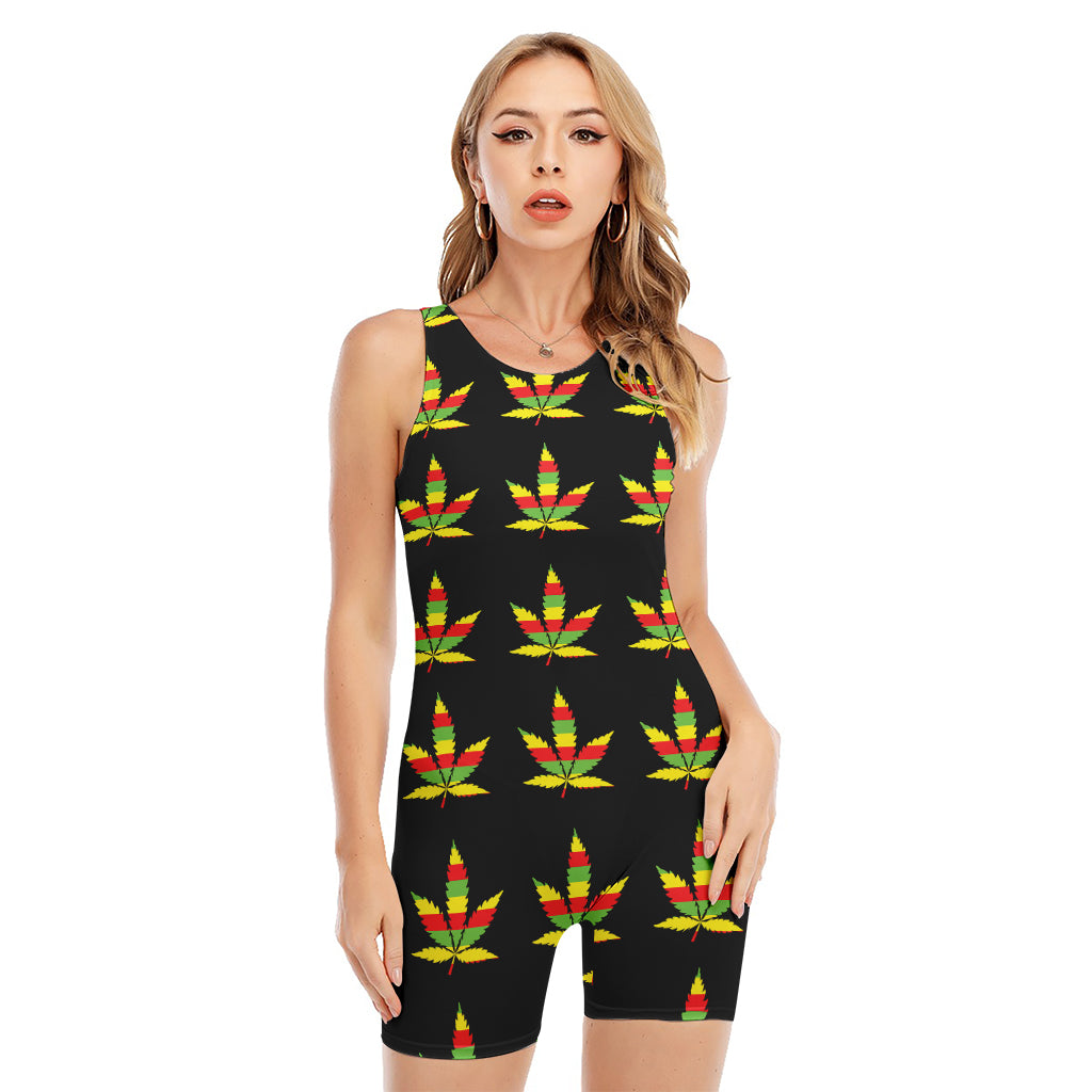 Rasta Flag Pattern Print Sleeveless One Piece Swimsuit