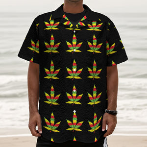 Rasta Flag Pattern Print Textured Short Sleeve Shirt