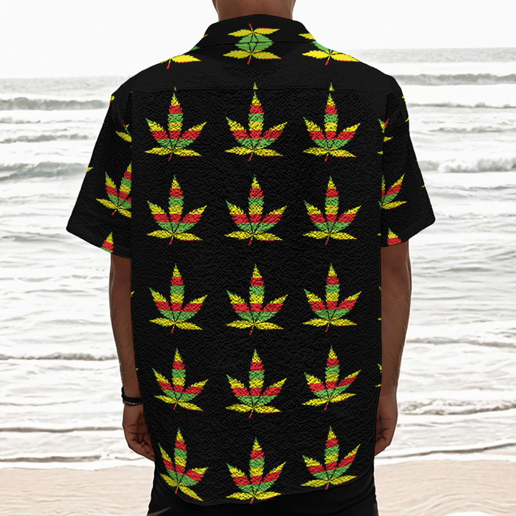 Rasta Flag Pattern Print Textured Short Sleeve Shirt