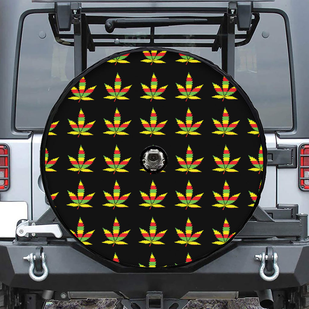 Rasta Flag Pattern Print Tire Cover With Camera Hole