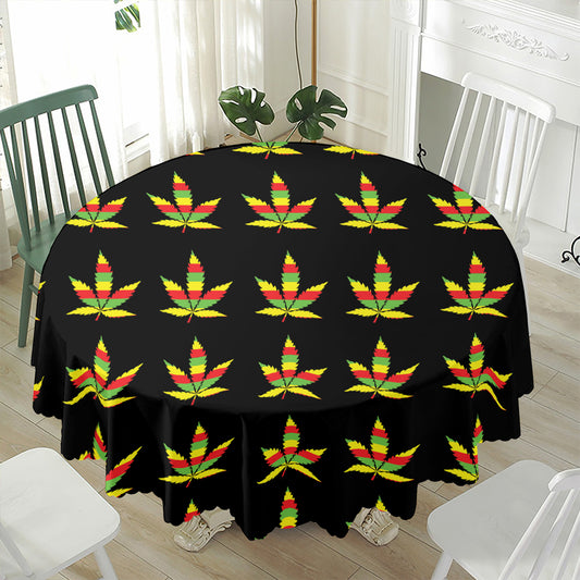 Rasta Flag Pattern Print Waterproof Round Tablecloth