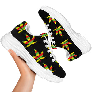 Rasta Flag Pattern Print White Chunky Shoes