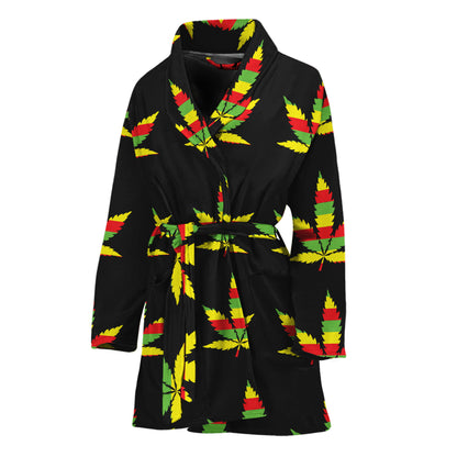 Rasta Flag Pattern Print Women's Bathrobe