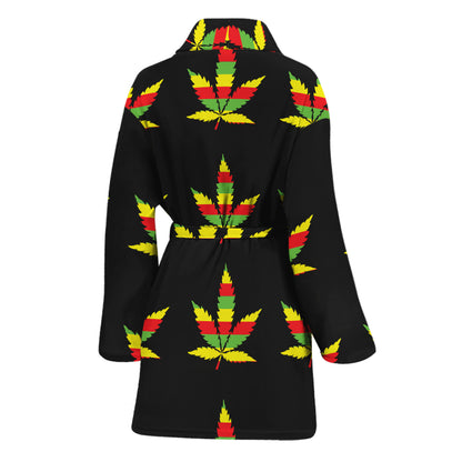 Rasta Flag Pattern Print Women's Bathrobe