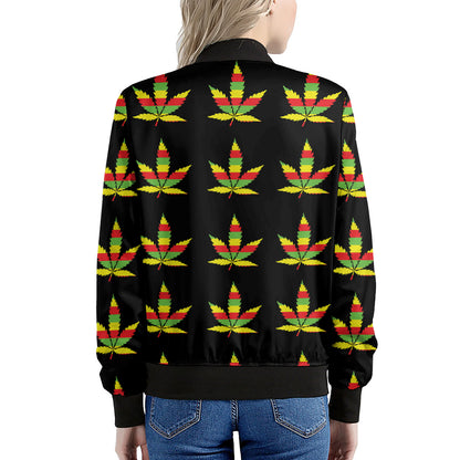 Rasta Flag Pattern Print Women's Bomber Jacket