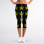 Rasta Flag Pattern Print Women's Capri Leggings