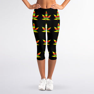 Rasta Flag Pattern Print Women's Capri Leggings