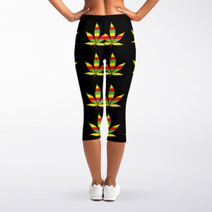 Rasta Flag Pattern Print Women's Capri Leggings