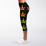 Rasta Flag Pattern Print Women's Capri Leggings