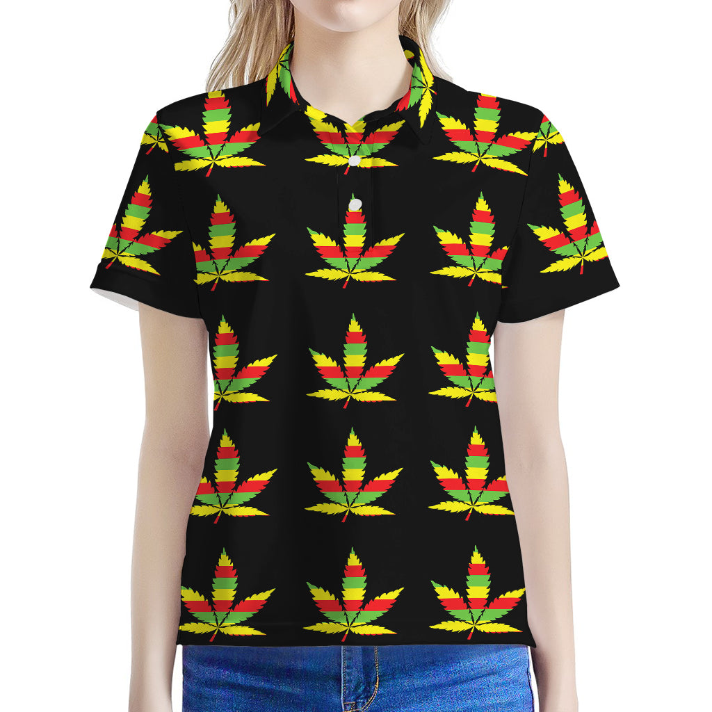 Rasta Flag Pattern Print Women's Polo Shirt