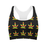 Rasta Flag Pattern Print Women's Sports Bra