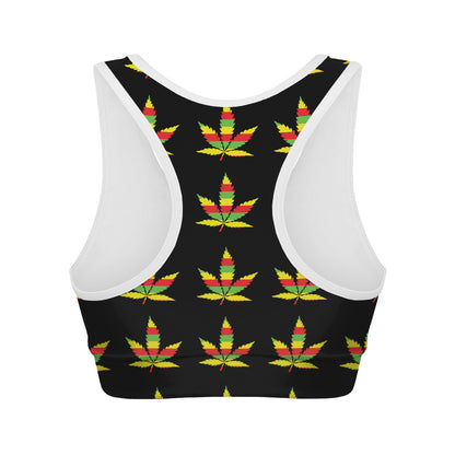 Rasta Flag Pattern Print Women's Sports Bra