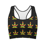 Rasta Flag Pattern Print Women's Sports Bra