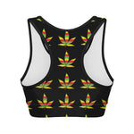 Rasta Flag Pattern Print Women's Sports Bra