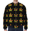 Rasta Flag Pattern Print Zip Sleeve Bomber Jacket