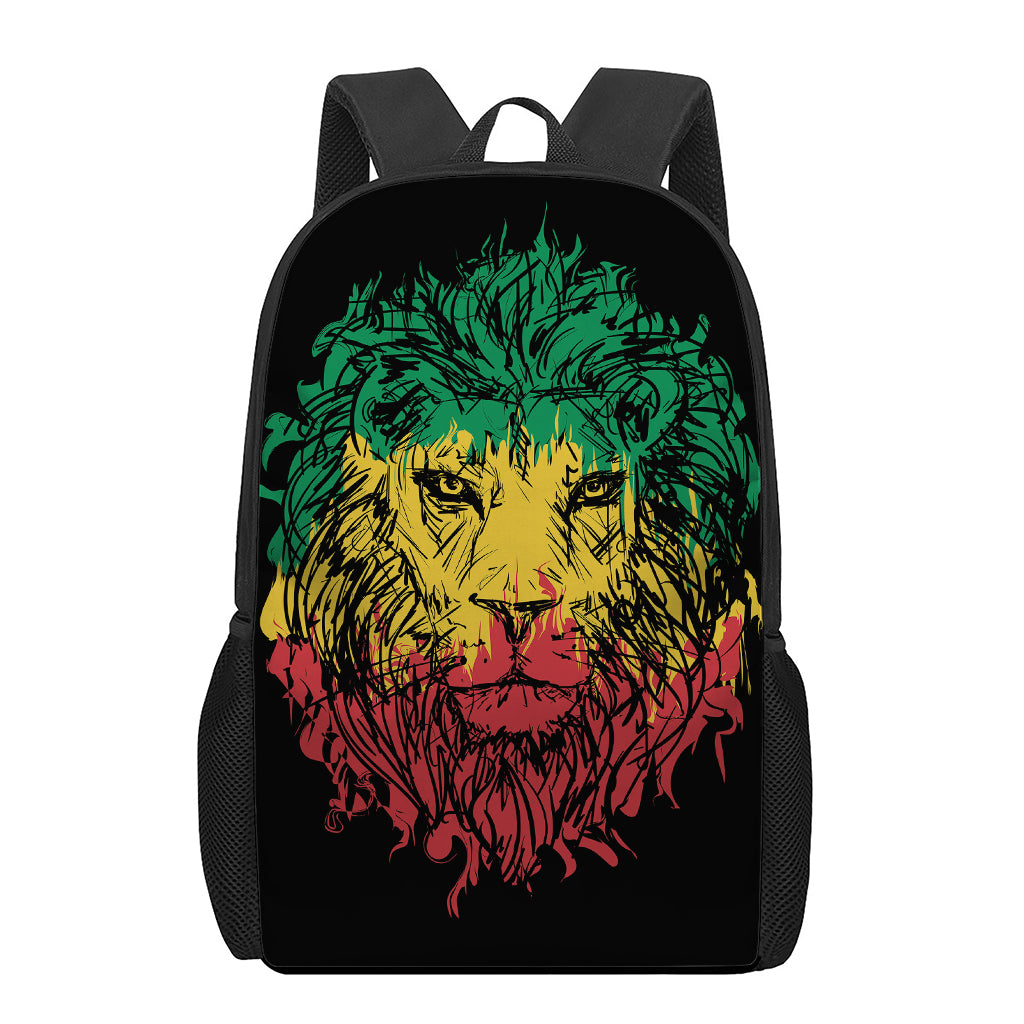 Rasta Lion Print 17 Inch Backpack