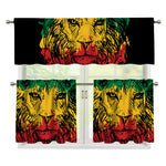 Rasta Lion Print 3 Piece Kitchen Curtains
