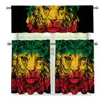 Rasta Lion Print 3 Piece Kitchen Curtains