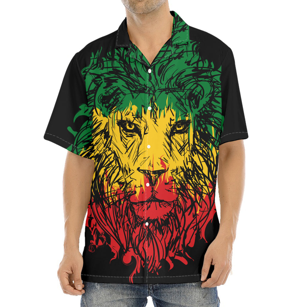 Rasta Lion Print Aloha Shirt