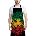 Rasta Lion Print Bib Apron With Pocket