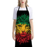 Rasta Lion Print Bib Apron With Pocket