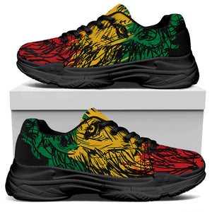 Rasta Lion Print Black Chunky Shoes