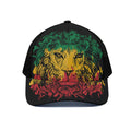 Rasta Lion Print Black Mesh Trucker Hat