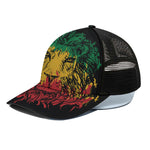 Rasta Lion Print Black Mesh Trucker Cap