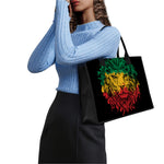 Rasta Lion Print Canvas Tote Bag