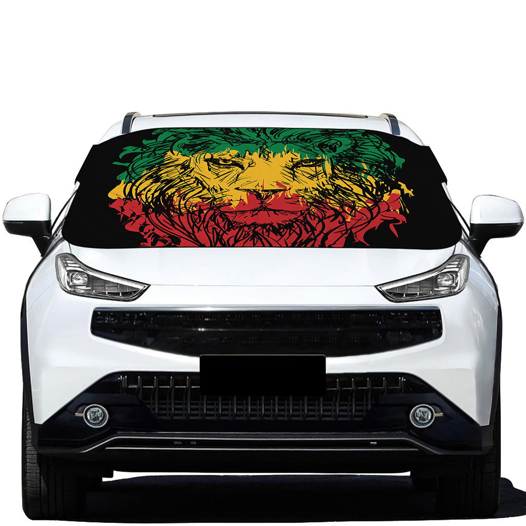 Rasta Lion Print Car Windshield Snow Cover