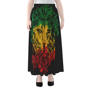 Rasta Lion Print Chiffon Maxi Skirt